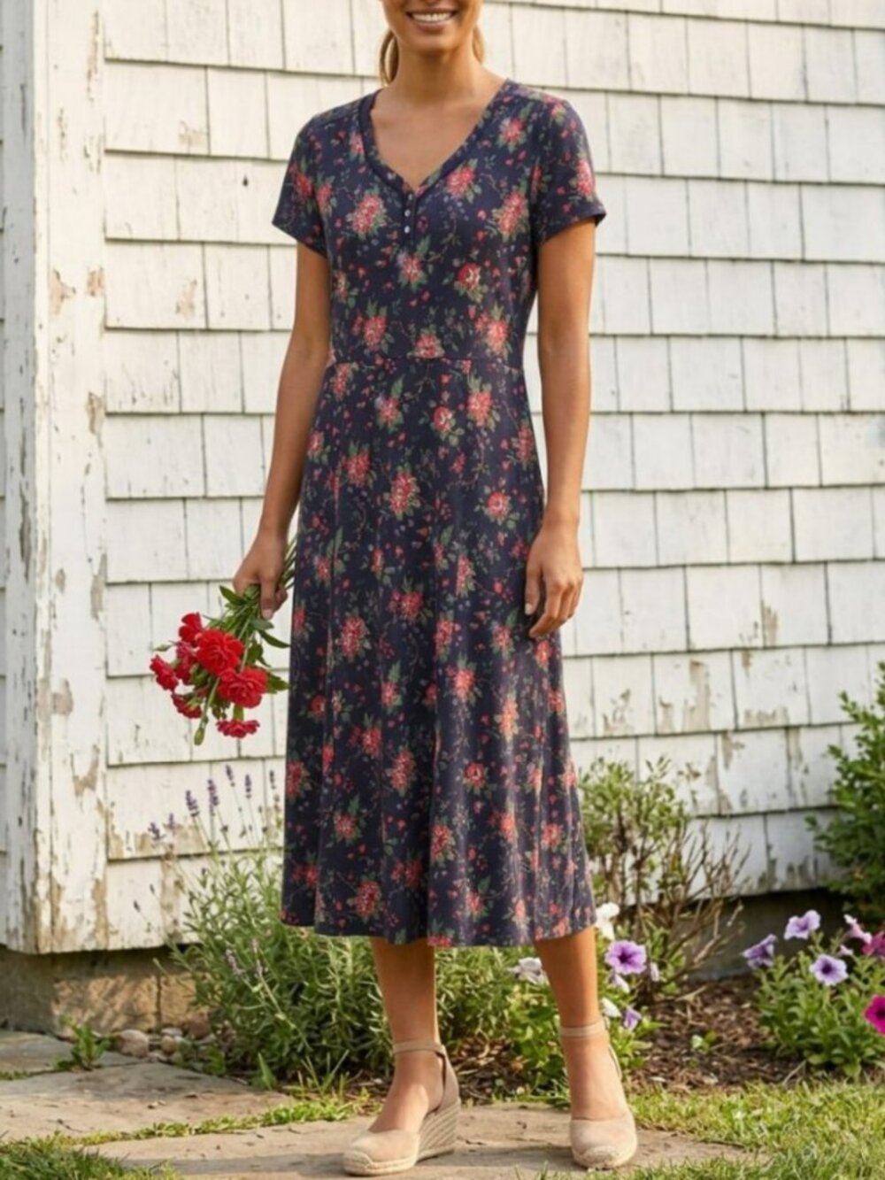 Vintage Laura Ashley 100% Cotton Floral Cottagecore Dress Size UK 15 or US 10